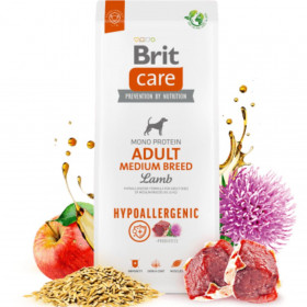 Супер премиум, хипоалергенна храна за кучета Brit Care Dog Hypoallergenic Mono Protein Adult Medium Breed, монопротеинна, с агнешко месо и бял трън 